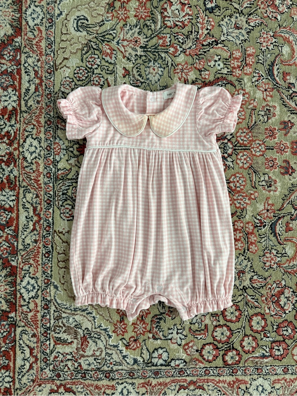 Angel Dear Pink Gingham Baby One-Piece Romper